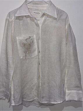 Las Surenas Linen Button Down Top Size Small